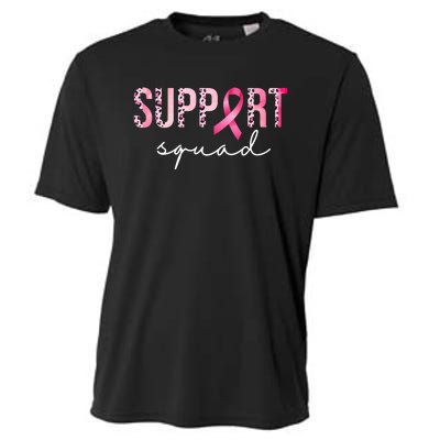 Support Squad Breast Cancer Leopard Ribbon Cooling Performance Crew T-Shirt