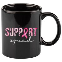 Support Squad Breast Cancer Leopard Ribbon 11oz C Handle Ceramic Mug
