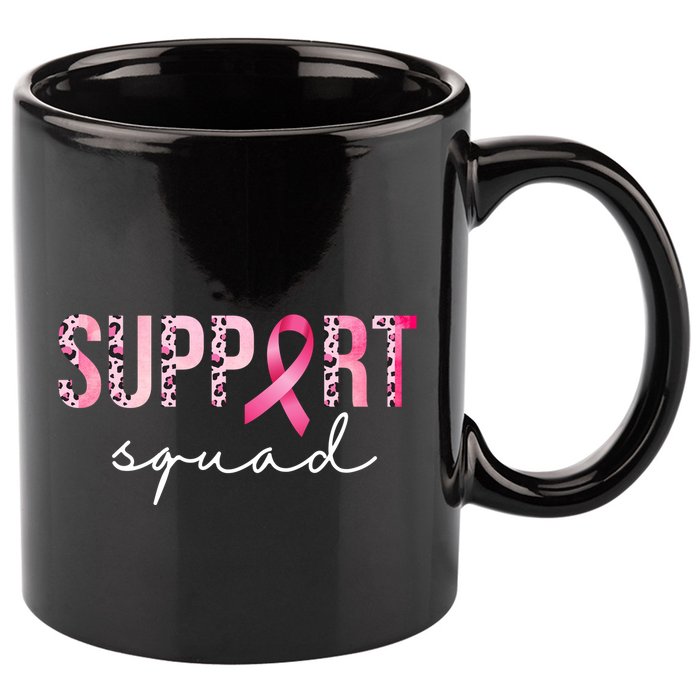 Support Squad Breast Cancer Leopard Ribbon 11oz C Handle Ceramic Mug