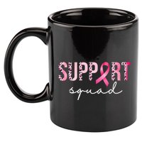 Support Squad Breast Cancer Leopard Ribbon 11oz C Handle Ceramic Mug