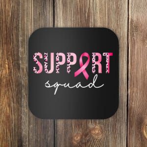 Support Squad Breast Cancer Leopard Ribbon Coaster