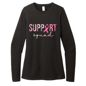 Support Squad Breast Cancer Leopard Ribbon Womens CVC Long Sleeve Shirt