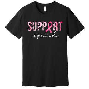 Support Squad Breast Cancer Leopard Ribbon Premium T-Shirt