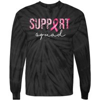 Support Squad Breast Cancer Leopard Ribbon Tie-Dye Long Sleeve Shirt