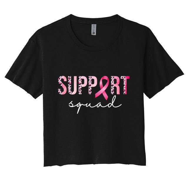 Support Squad Breast Cancer Leopard Ribbon Crop Top