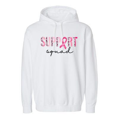 Support Squad Breast Cancer Leopard Ribbon Garment-Dyed Fleece Hoodie