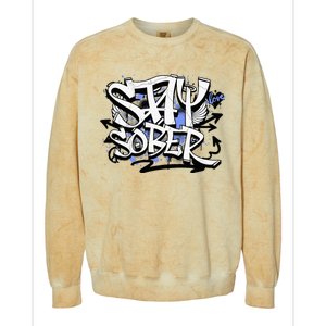 Stay Sober Blue Resolve Colorblast Crewneck Sweatshirt