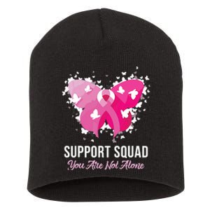 Support Squad Breast Cancer Awareness Pink Ribbon Butterfly Short Acrylic Beanie