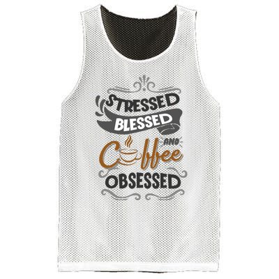 Sarcastic Stressed Blessed And Coffee Obsessed And Wo Mesh Reversible Basketball Jersey Tank