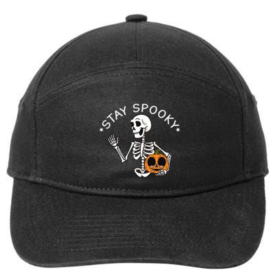 Stay Spooky Boo Cute Ghost Halloween Spooky Season Pocket Gift 7-Panel Snapback Hat