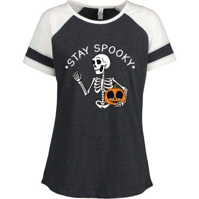 Stay Spooky Boo Cute Ghost Halloween Spooky Season Pocket Gift Enza Ladies Jersey Colorblock Tee