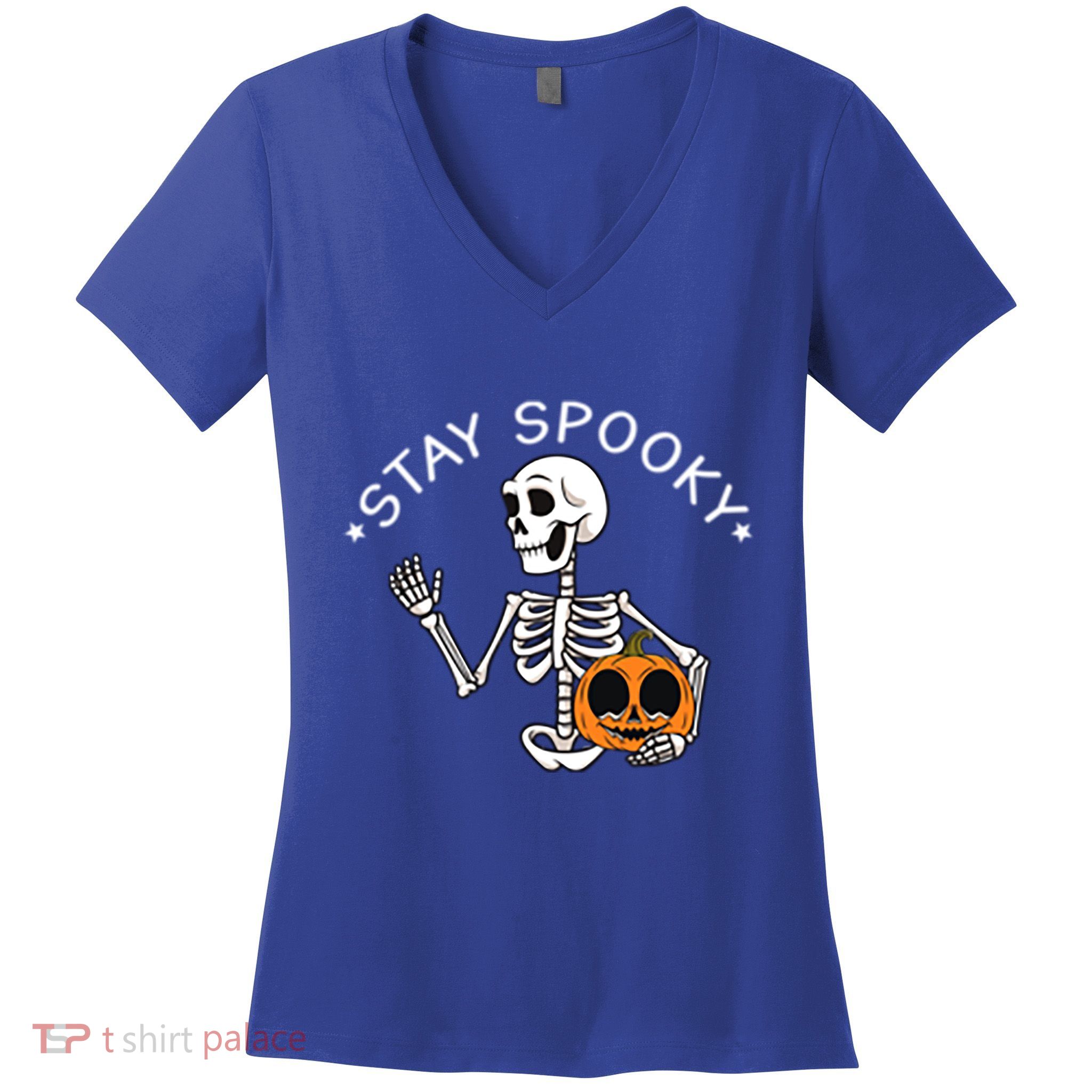 Stay Spooky Boo Cute Ghost Halloween Spooky Season Pocket Gift Women's V-Neck T-Shirt