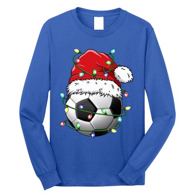 Santa Soccer Ball Sports Design Christmas Soccer Player  Long Sleeve Shirt