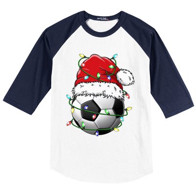 Santa Soccer Ball Sports Design Christmas Soccer Player  Baseball Sleeve Shirt