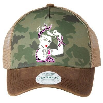 Support Squad Breast Cancer Warrior Pink Ribbon Leopard Legacy Tie Dye Trucker Hat