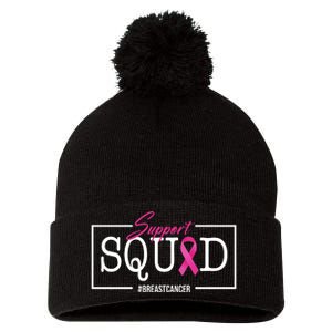 Support Squad Breast Cancer Pom Pom 12in Knit Beanie