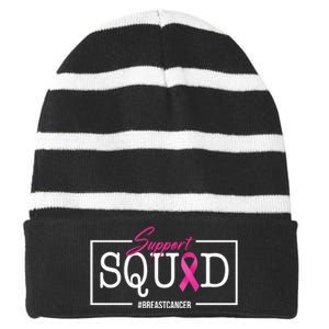 Support Squad Breast Cancer Striped Beanie with Solid Band