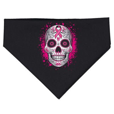 Sugar Skull Breast Cancer Shirts Awareness 2024 USA-Made Doggie Bandana