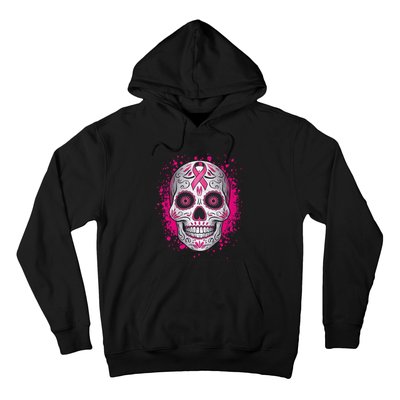 Sugar Skull Breast Cancer Shirts Awareness 2024 Hoodie