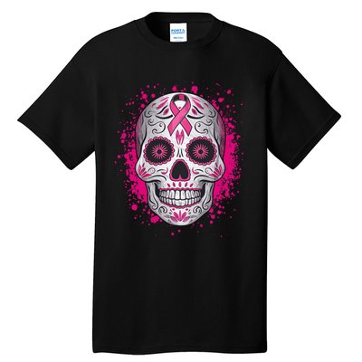 Sugar Skull Breast Cancer Shirts Awareness 2024 Tall T-Shirt