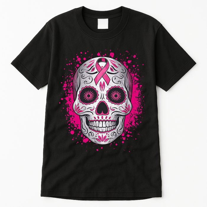 Sugar Skull Breast Cancer Shirts Awareness 2024 Tall T-Shirt