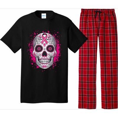 Sugar Skull Breast Cancer Shirts Awareness 2024 Pajama Set