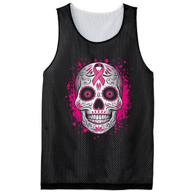 Sugar Skull Breast Cancer Shirts Awareness 2024 Mesh Reversible Basketball Jersey Tank