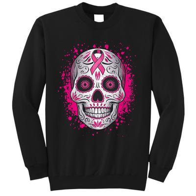 Sugar Skull Breast Cancer Shirts Awareness 2024 Tall Sweatshirt