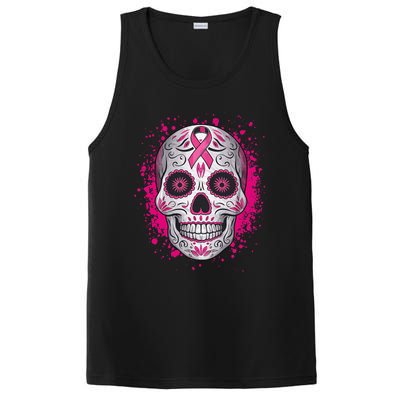 Sugar Skull Breast Cancer Shirts Awareness 2024 PosiCharge Competitor Tank