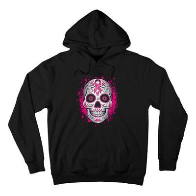 Sugar Skull Breast Cancer Shirts Awareness 2024 Tall Hoodie