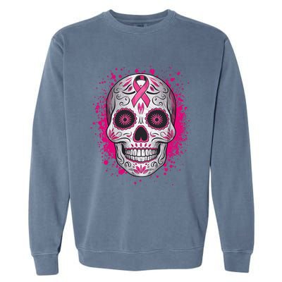 Sugar Skull Breast Cancer Shirts Awareness 2024 Garment-Dyed Sweatshirt