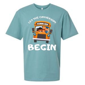 Skoolie School Bus Let The Conversion Begin Funny Gift Sueded Cloud Jersey T-Shirt