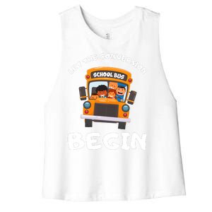 Skoolie School Bus Let The Conversion Begin Funny Gift Women's Racerback Cropped Tank