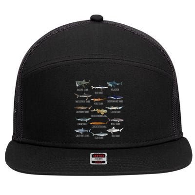 Shark Species Biology Different Types Of Sharks 7 Panel Mesh Trucker Snapback Hat