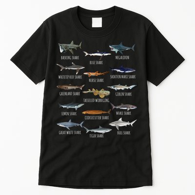 Shark Species Biology Different Types Of Sharks Tall T-Shirt