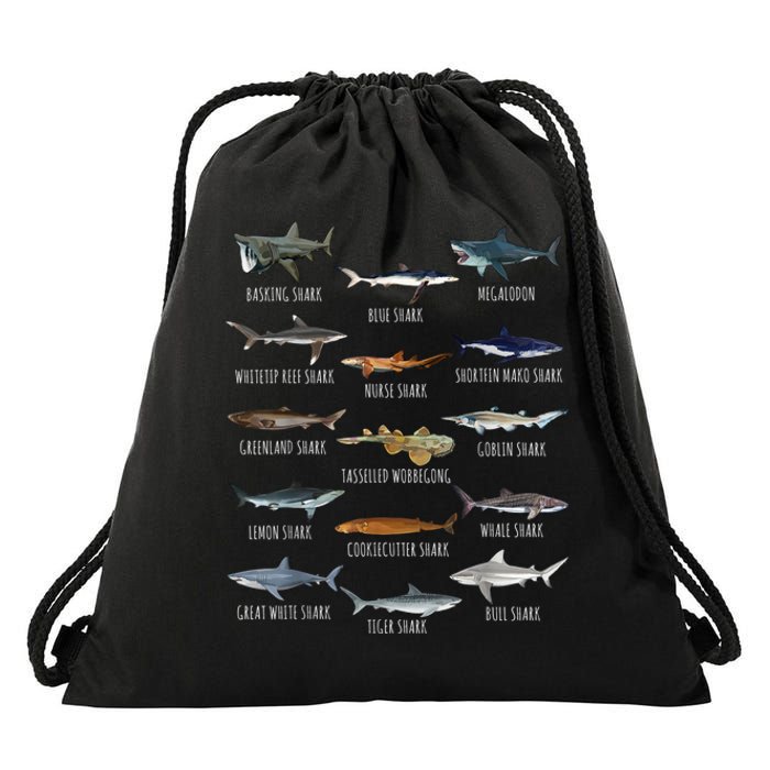 Shark Species Biology Different Types Of Sharks Drawstring Bag