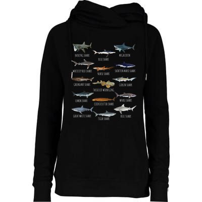 Shark Species Biology Different Types Of Sharks Womens Funnel Neck Pullover Hood