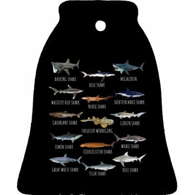 Shark Species Biology Different Types Of Sharks Ceramic Bell Ornament