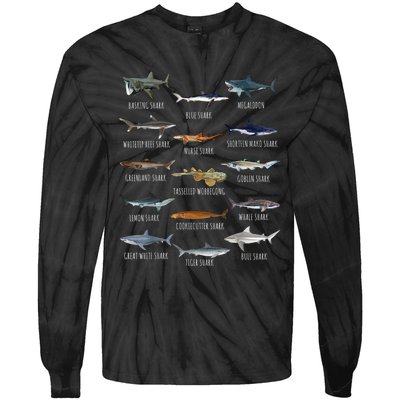 Shark Species Biology Different Types Of Sharks Tie-Dye Long Sleeve Shirt