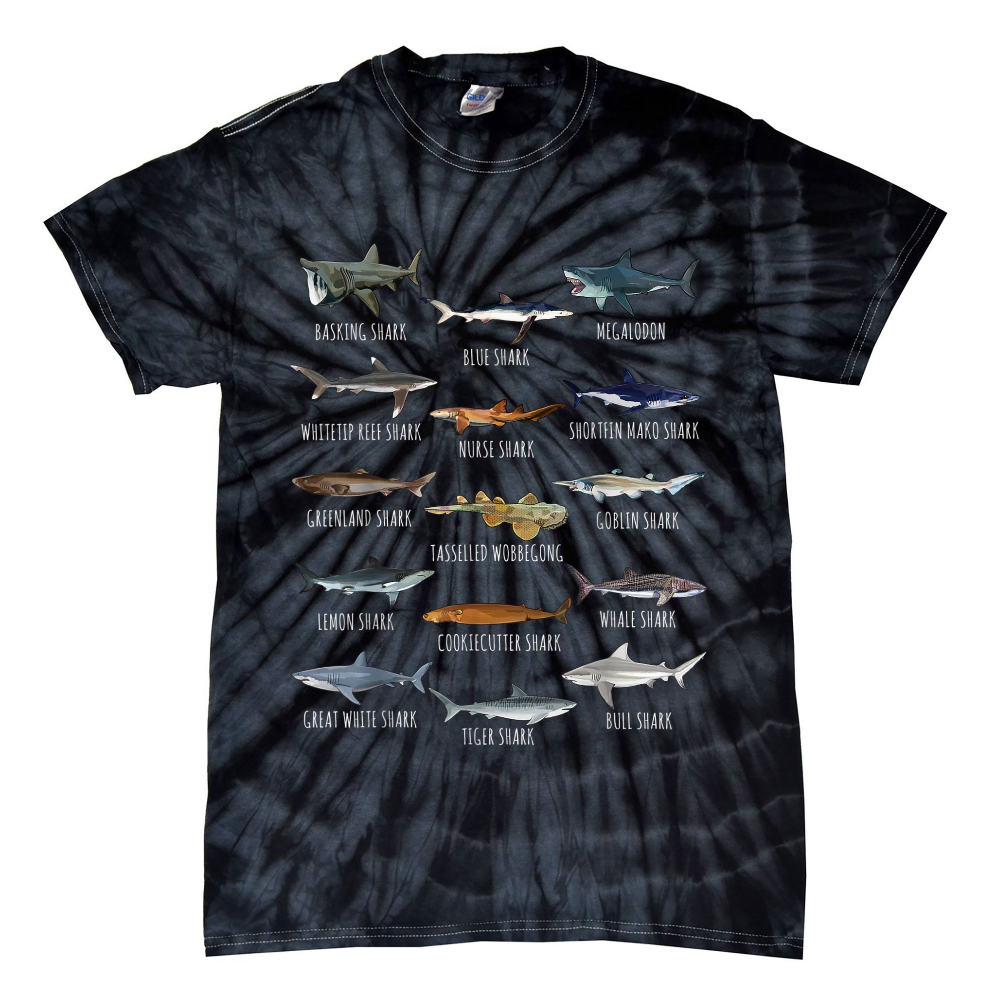 Shark Species Biology Different Types Of Sharks Tie-Dye T-Shirt