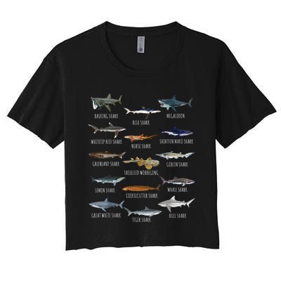 Shark Species Biology Different Types Of Sharks Women's Crop Top Tee