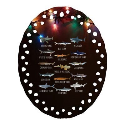 Shark Species Biology Different Types Of Sharks Ceramic Oval Ornament