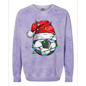 Santa Soccer Ball Sports Design Christmas Soccer Player  Colorblast Crewneck Sweatshirt