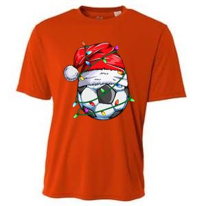 Santa Soccer Ball Sports Design Christmas Soccer Player  Cooling Performance Crew T-Shirt