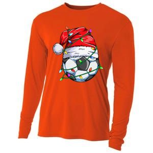 Santa Soccer Ball Sports Design Christmas Soccer Player  Cooling Performance Long Sleeve Crew