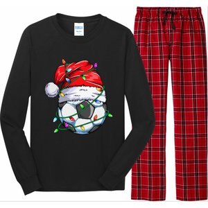 Santa Soccer Ball Sports Design Christmas Soccer Player  Long Sleeve Pajama Set