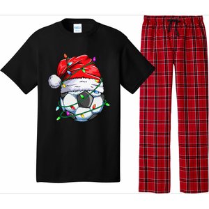 Santa Soccer Ball Sports Design Christmas Soccer Player  Pajama Set