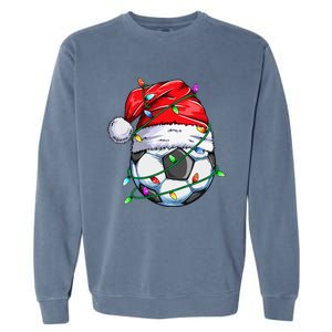 Santa Soccer Ball Sports Design Christmas Soccer Player  Garment-Dyed Sweatshirt