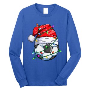 Santa Soccer Ball Sports Design Christmas Soccer Player  Long Sleeve Shirt