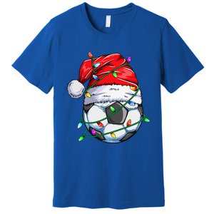 Santa Soccer Ball Sports Design Christmas Soccer Player  Premium T-Shirt